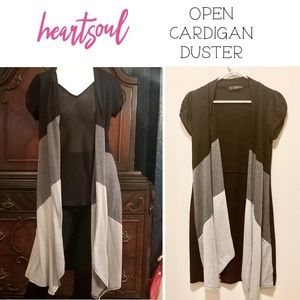 Heart Soul Color Block Open Full Length Cardigan